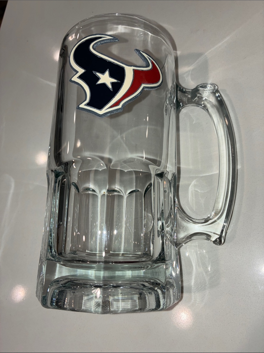 HOUSTON TEXANS EUC 32 Oz Glass Macho Mug with Handle & Team Logo